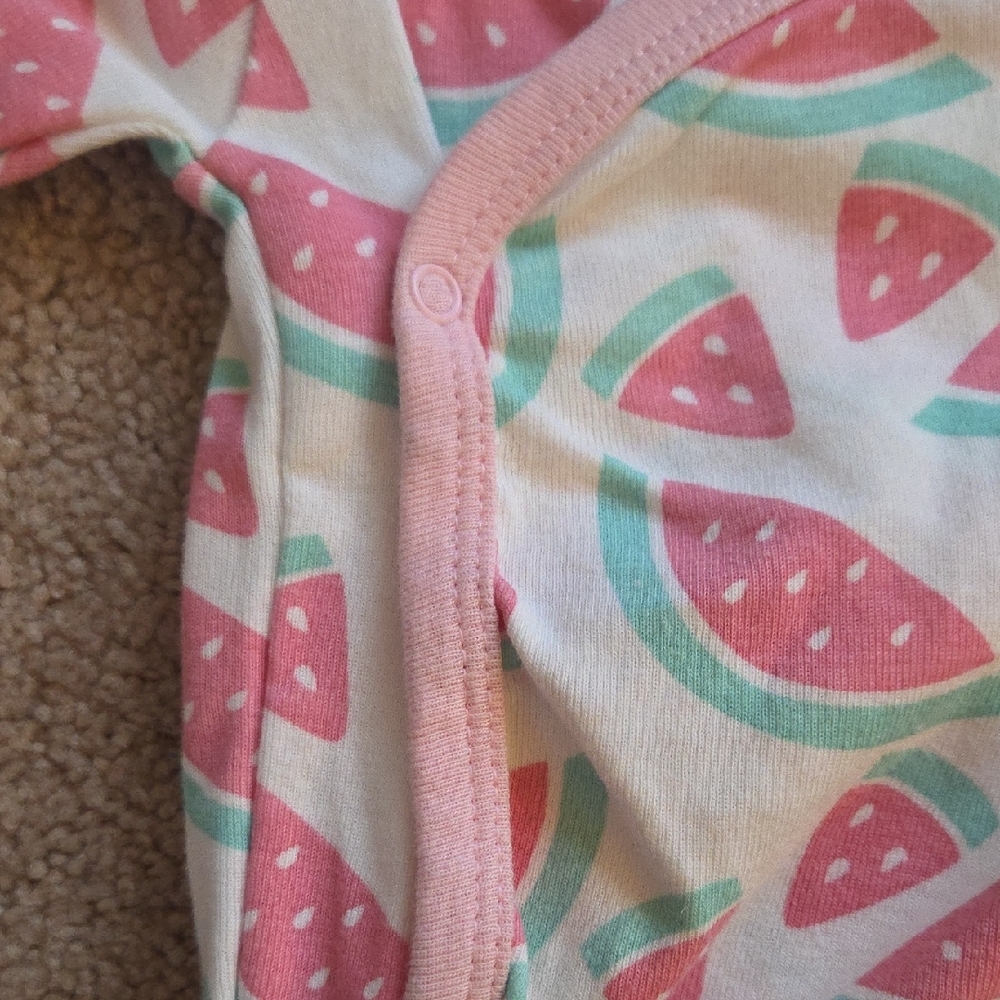 Charming Watermelon Print Kids Pajama Set - Pink and Green - Picture 5 of 6